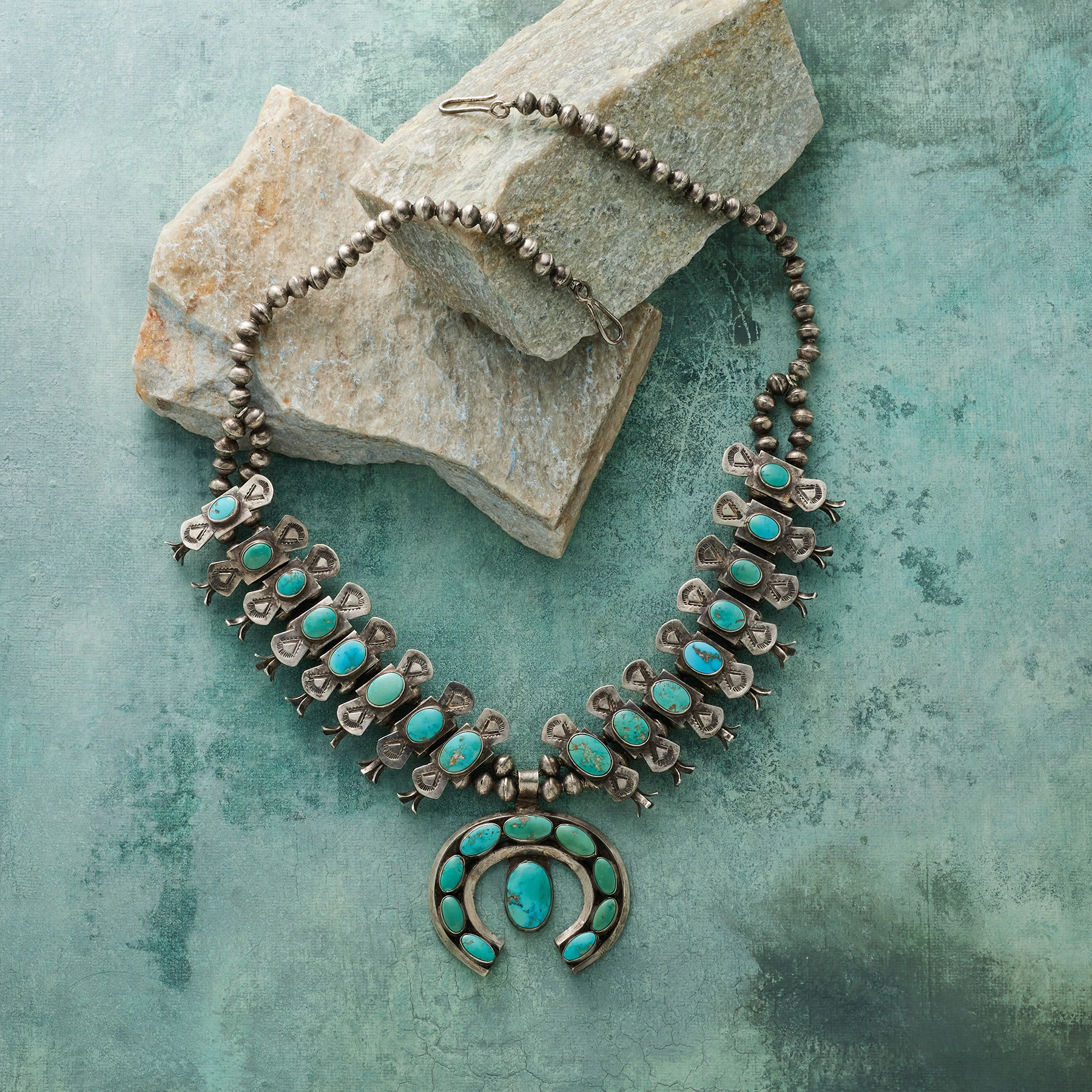 Blue Gem Squash Blossom Necklace 4 Blue Gem Squash Blossom Necklace - Image 2