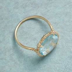 Diamond Halo Topaz Ring