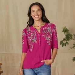 Avril Embroidered Henley, Petite -Sundance Fashion Shop 63265350 5524 4b4d a312 ea33be26a622