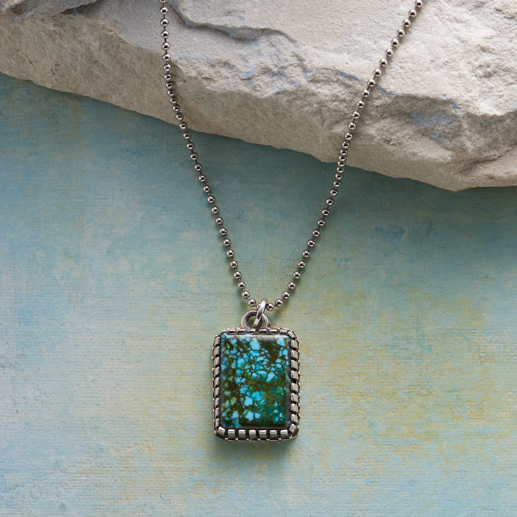 Kingman Turquoise Dogtag Necklace 3 Kingman Turquoise Dogtag Necklace